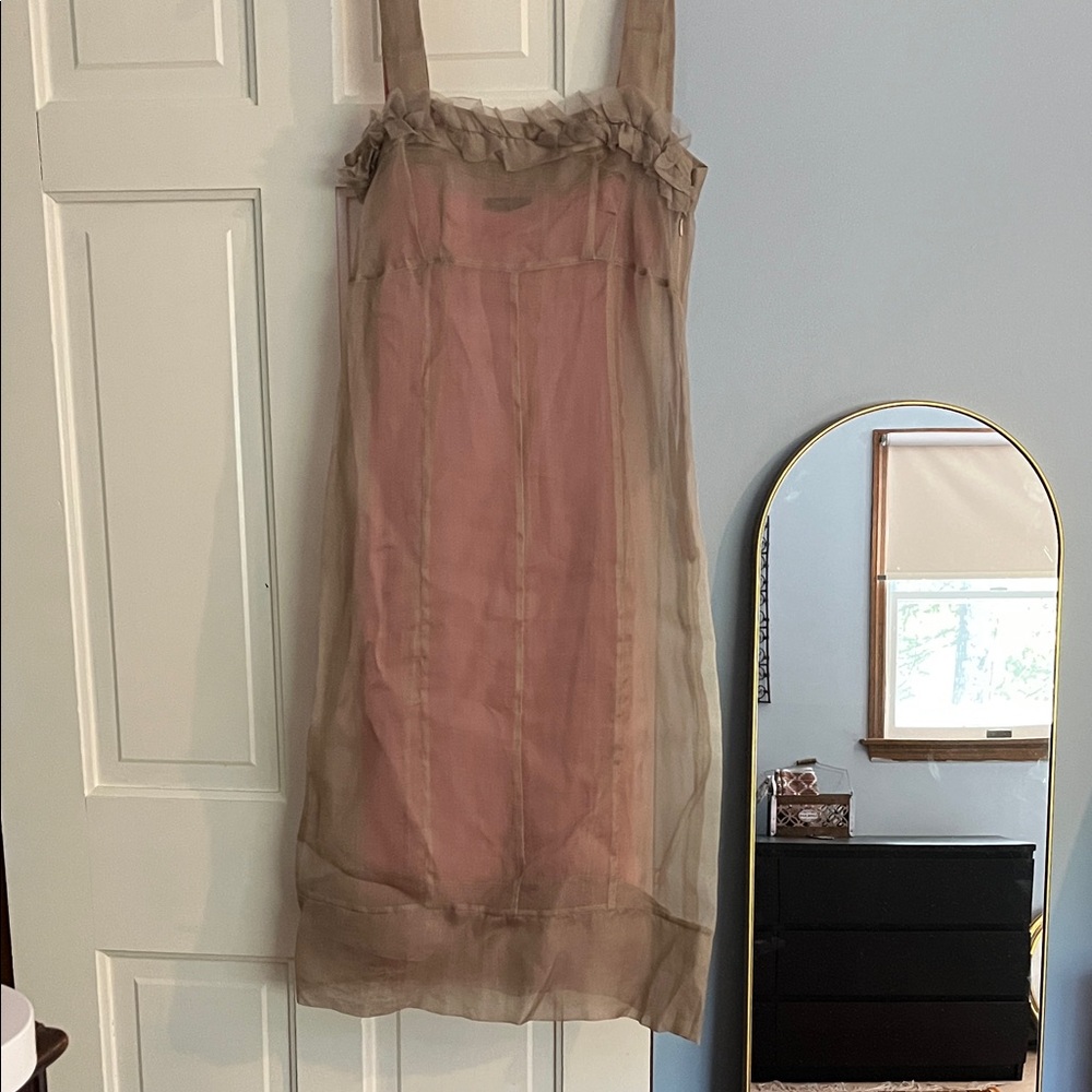 Elegant Pink and Tan Women's Dress